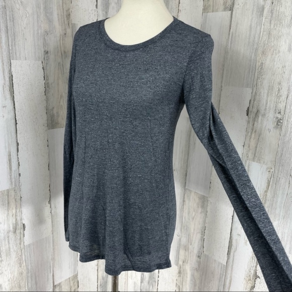 Michael Stars Women’s Gray Burnout Scoop Neck Long Sleeve Thumb Hole Shirt OS